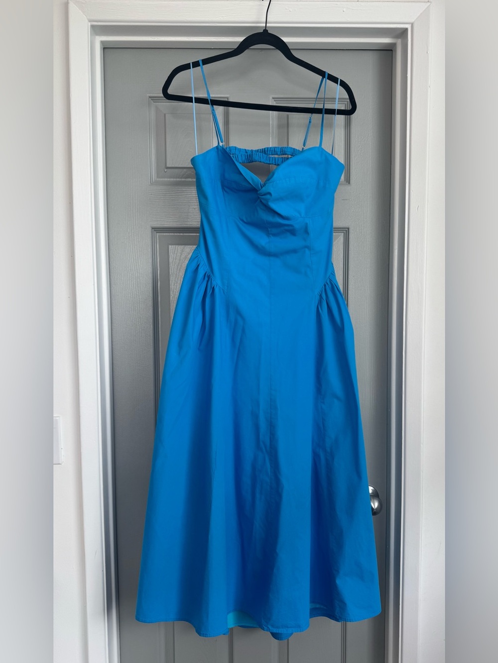 Women’s Blue Midi Dress with Spaghetti Straps